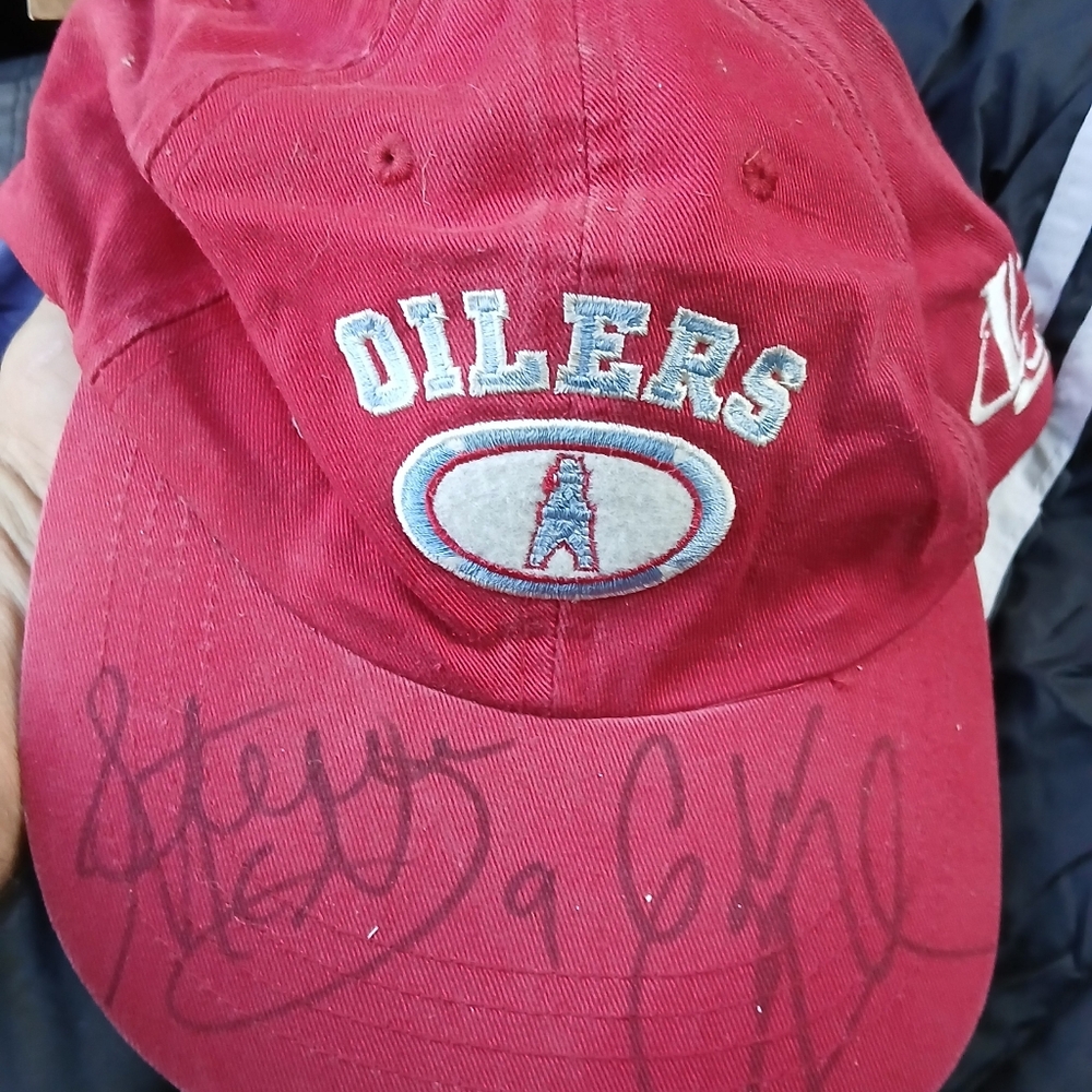 Vintage Autographed Red Oilers Cap